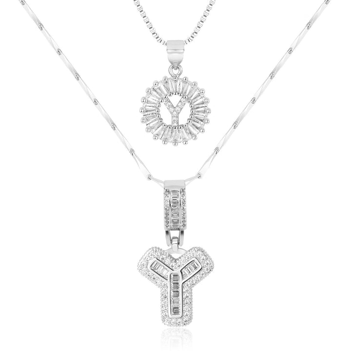 Kalsten | 2pc 14k Diamond Letter Initial Necklaces