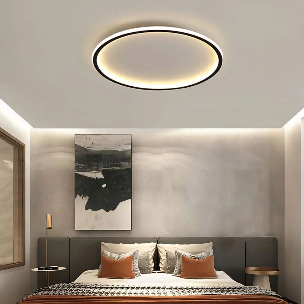 Ceiling Light Metal LED 12 in White Black Modern Living Room Bedroom Pendant Lamp Adjustable Color Temperatures | Kalsten