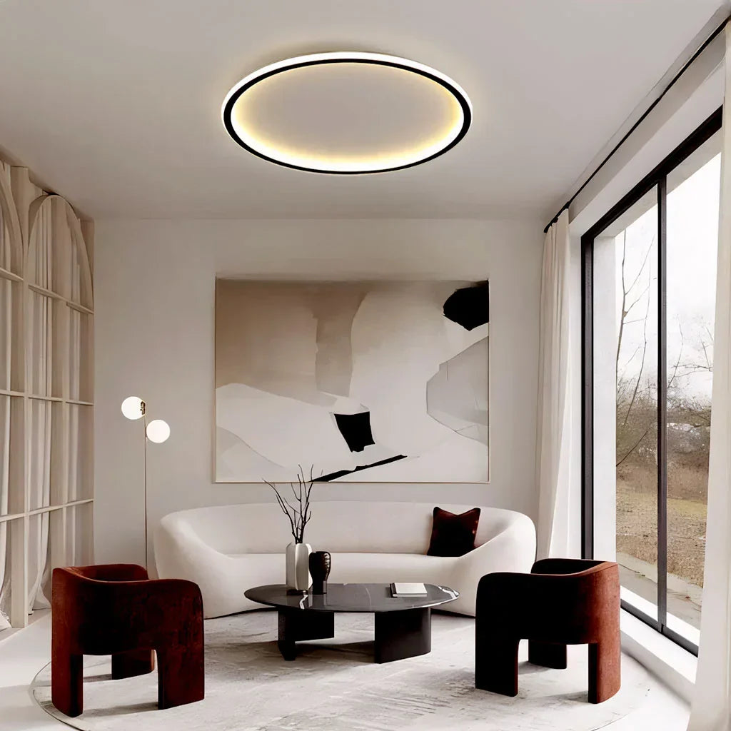 Ceiling Light Metal LED 12 in White Black Modern Living Room Bedroom Pendant Lamp Adjustable Color Temperatures | Kalsten