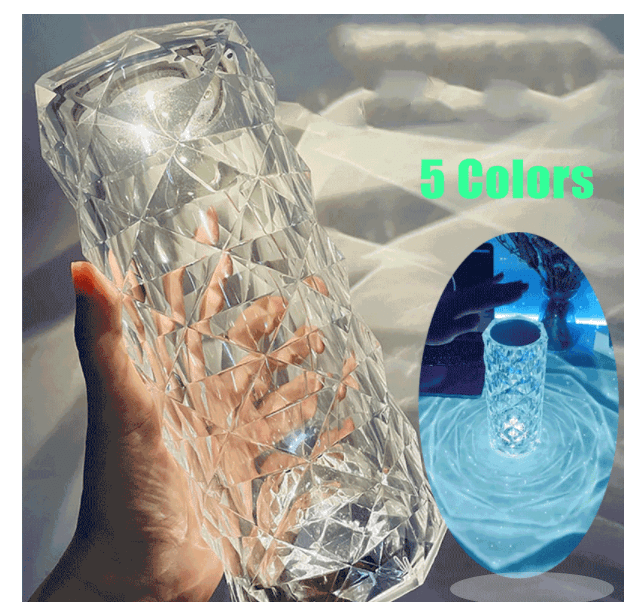 Nordic Crystal Lamp USB Table Lamps Bedroom Touch Dimming Atmosphere Diamond Night Light Rose Projector Lamp Decor | Kalsten