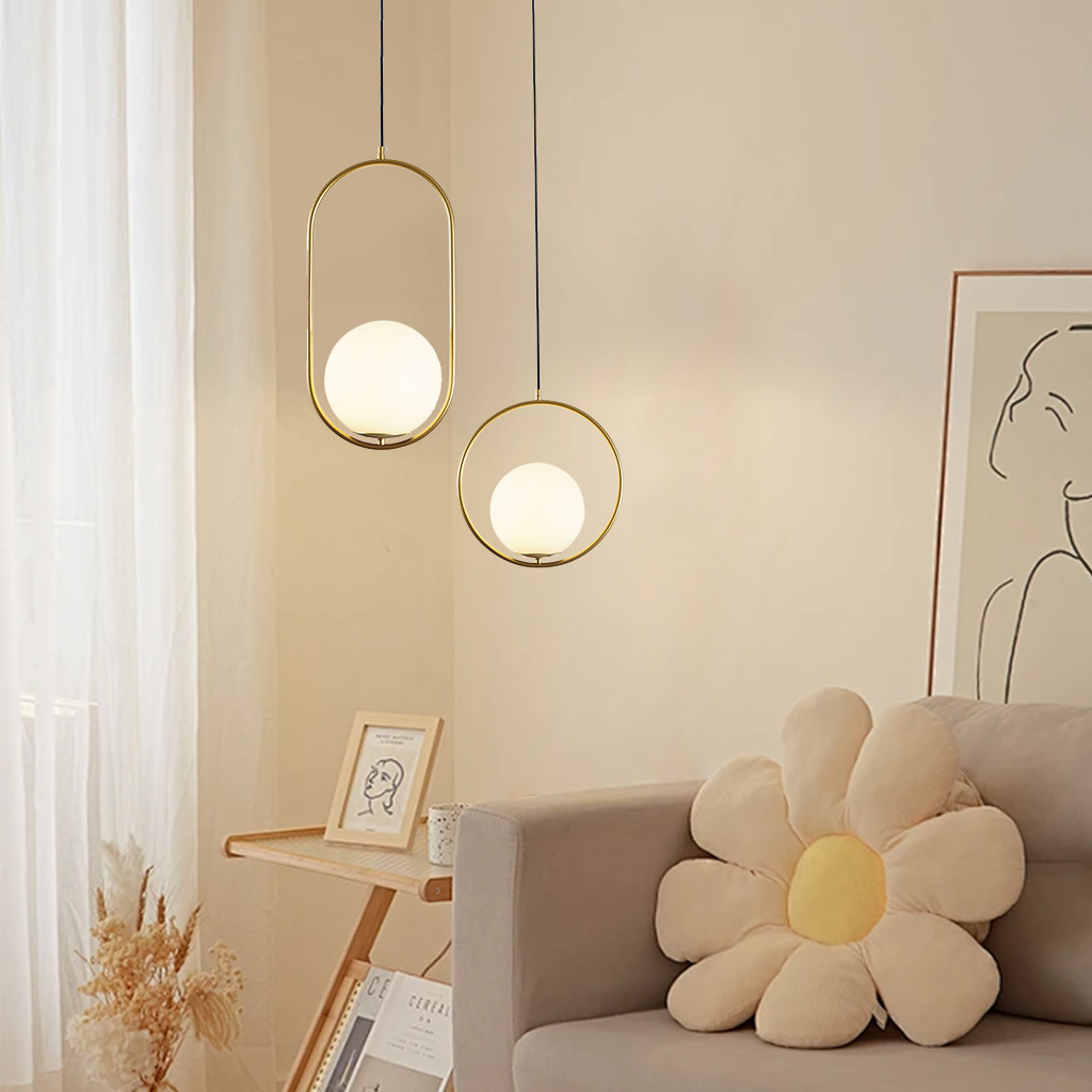 Pendant Light Brass Bent Glass 15W Adjustable Living Room Hallway Bedroom Modern Ceiling Lamp | Kalsten