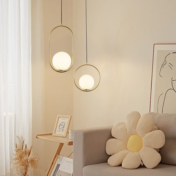 Pendant Light Brass Bent Glass 15W Adjustable Living Room Hallway Bedroom Modern Ceiling Lamp | Kalsten