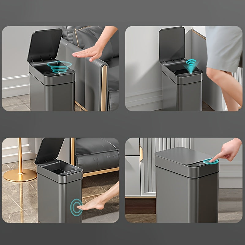 Set of 2 Smart Sensor Trash Bins – Touchless and Compact (Black) | Kalsten
