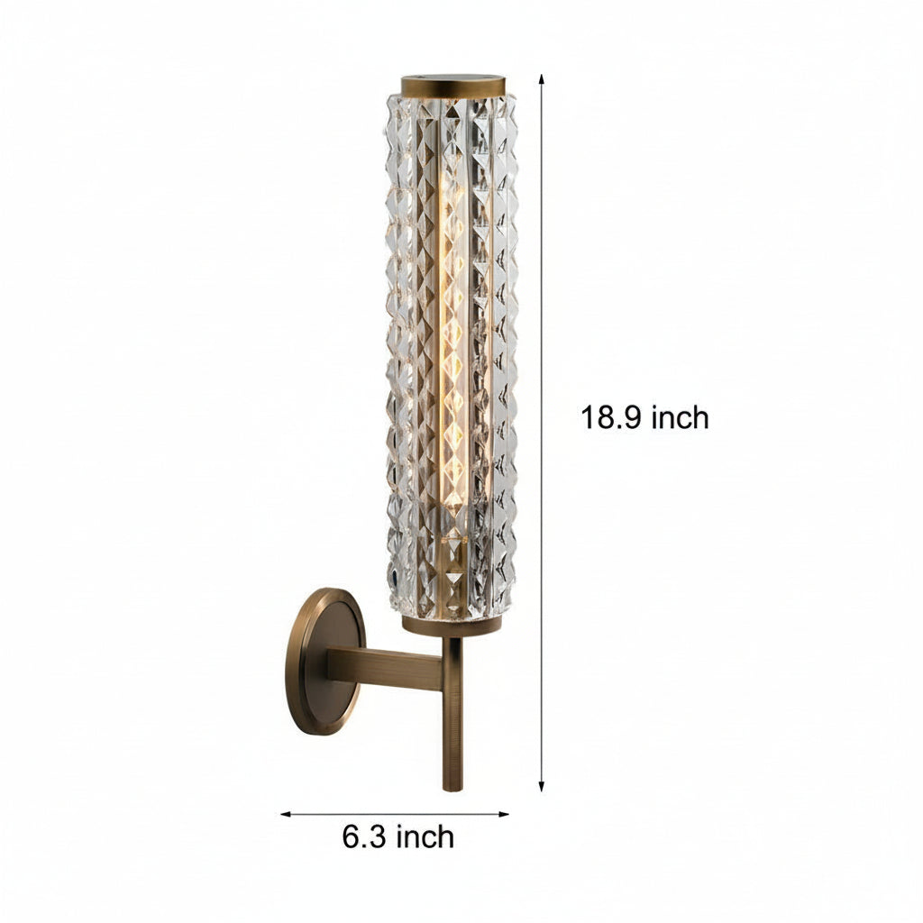 LED Wall Sconce Light – Modern American Copper Ribbed Glass (48x16cm / 18.9x6.3in) | Kalsten