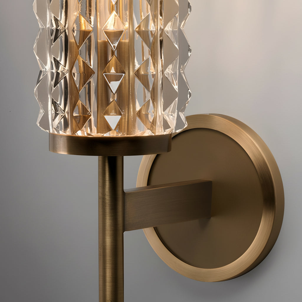 LED Wall Sconce Light – Modern American Copper Ribbed Glass (48x16cm / 18.9x6.3in) | Kalsten