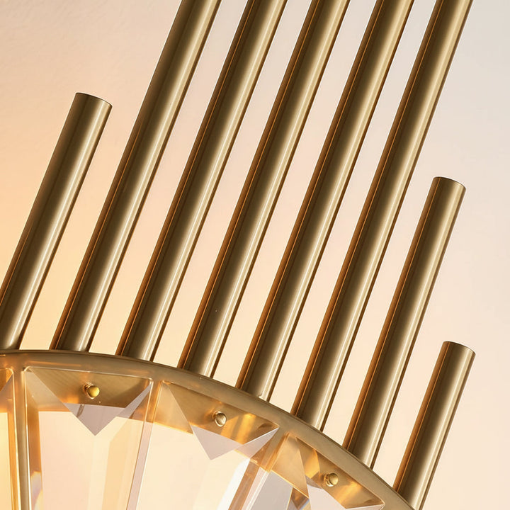 LED Wall Sconce Light – Art Deco Sunburst Crystal Brass (65x25cm / 25.6x10in) | Kalsten