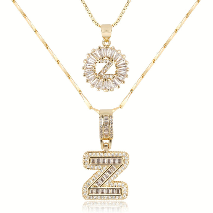Kalsten | 2pc 14k Diamond Letter Initial Necklaces