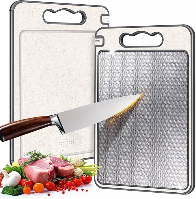 Kalsten | Dual-Sided Stainless Steel Cutting Board with Knife Sharpener