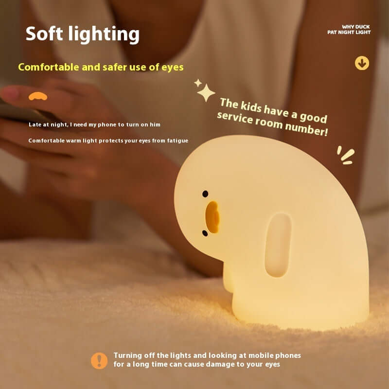 Cute Duck LED Night Light USB Rechargeable Nightlights Silicone Lamp Touch Soft Mood Light Child Kid Gift Bedroom Decor | Kalsten