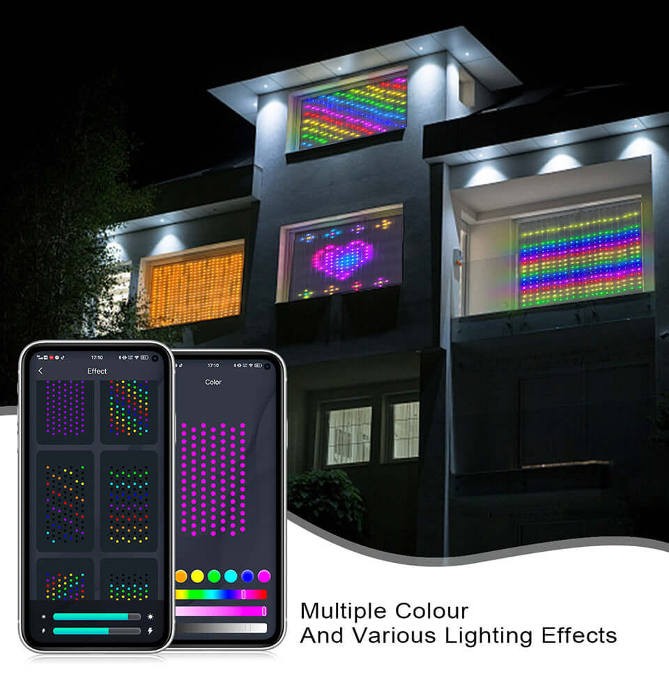 Smart LED RGB Curtain String Lights Bluetooth APP Control Christmas Fairy Light Garland DIY Picture Display Party Wedding Decor | Kalsten