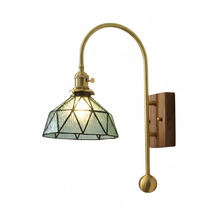 LED Wall Sconce Light – Retro Industrial High Arm Brass Glass (30x15cm / 11.8x5.9in) | Kalsten