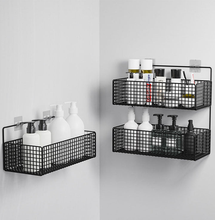 Wall-Mounted Bathroom Shelves – No Drilling, Elegant Floating Shower Shelf for Space-Saving Storage and Organization-3
