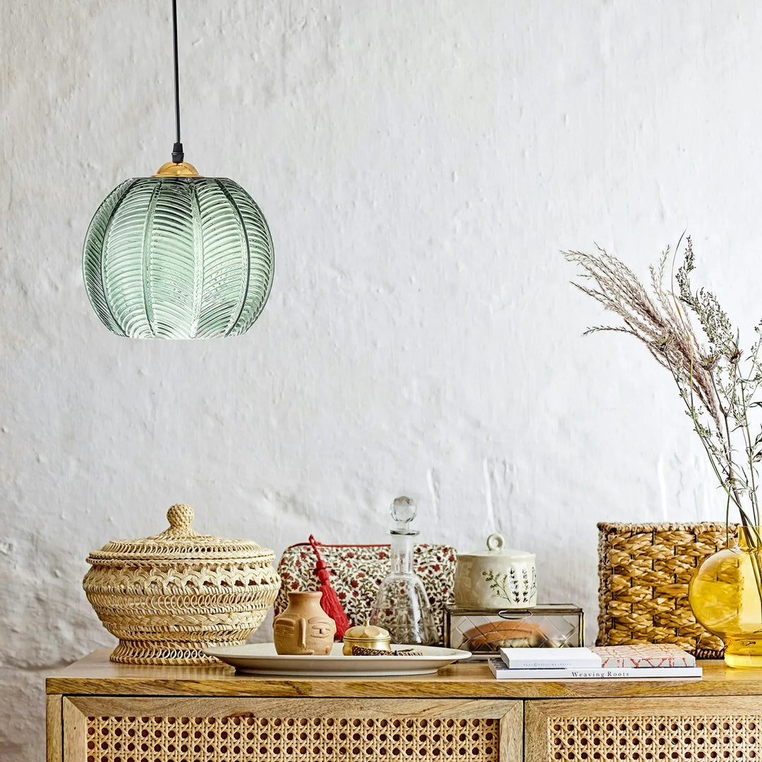 Pendant Light Glass 12 in Boho Tropical Palm Leaf Living Room Kitchen Bedroom Hanging Lamp | Kalsten