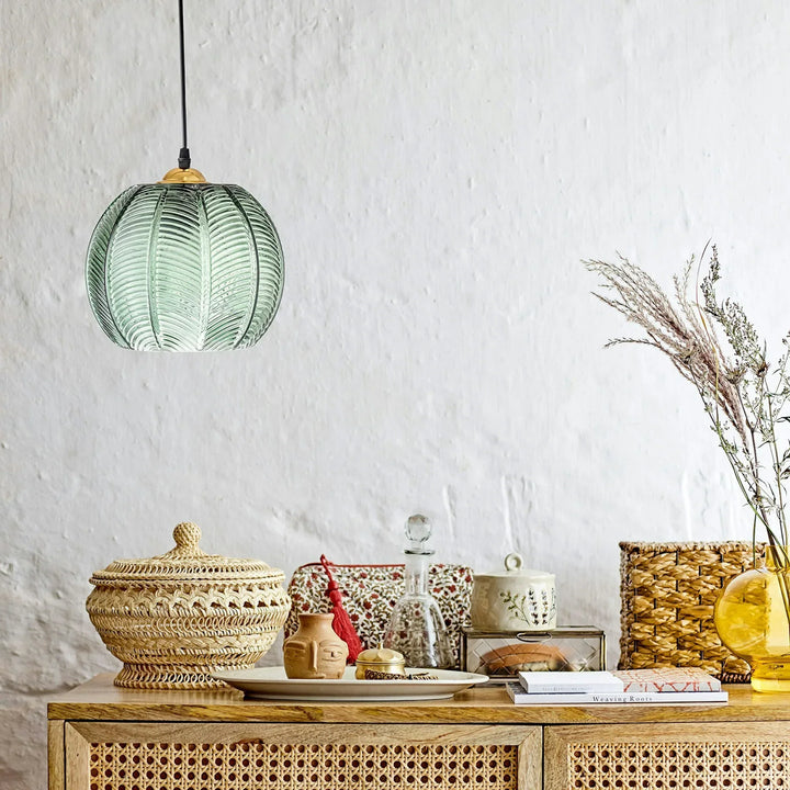 Pendant Light Glass 12 in Boho Tropical Palm Leaf Living Room Kitchen Bedroom Hanging Lamp | Kalsten