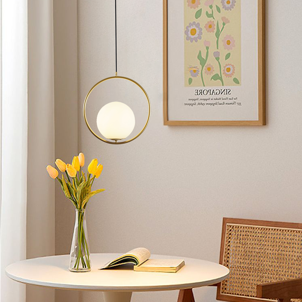 Pendant Light Brass Bent Glass 15W Adjustable Living Room Hallway Bedroom Modern Ceiling Lamp | Kalsten