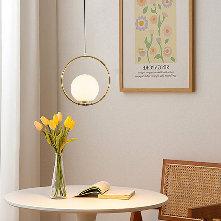 Pendant Light Brass Bent Glass 15W Adjustable Living Room Hallway Bedroom Modern Ceiling Lamp | Kalsten