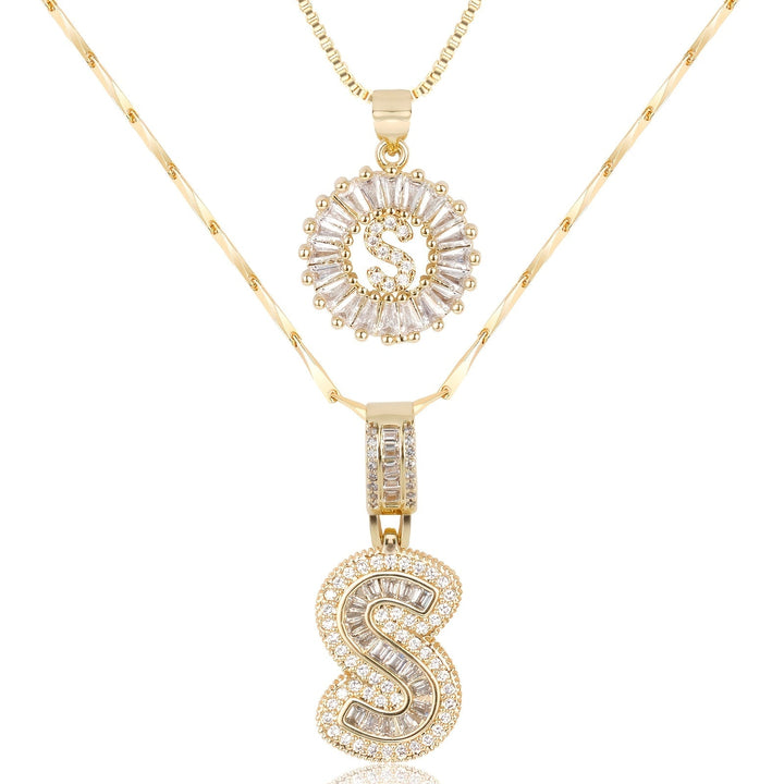 Kalsten | 2pc 14k Diamond Letter Initial Necklaces