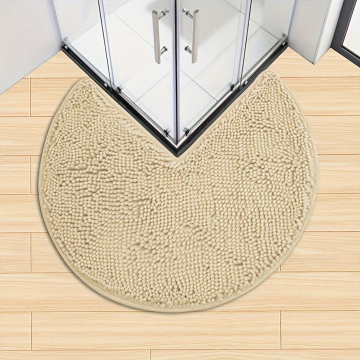 Round LuxeChen Bath Mat Ultra-Soft Chenille – Anti-Slip & Quick Dry | Kalsten