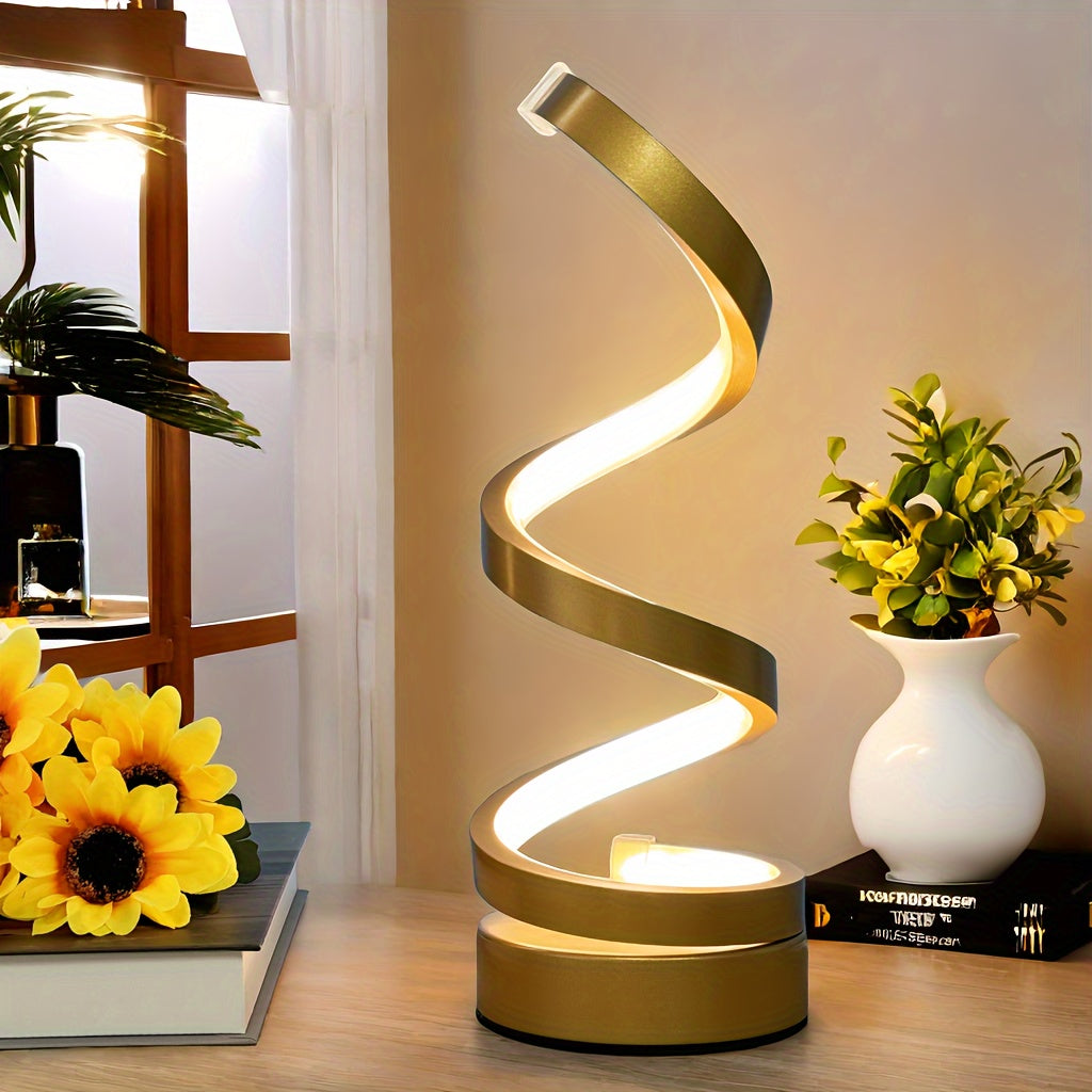 Modern Spiral Table Lamp – Creative LED Desk Lamp with Gentle Warm Light, Perfect for Bedroom, Living Room, and Study Decor | Kalsten