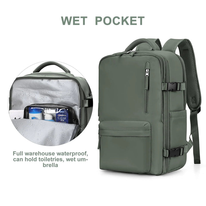 Kalsten | Travelliva Women's Travel Backpack 35 L | Waterproof & with USB Port | Anti-theft & Shoe Compartment | For Hiking, Daily Use & Travel