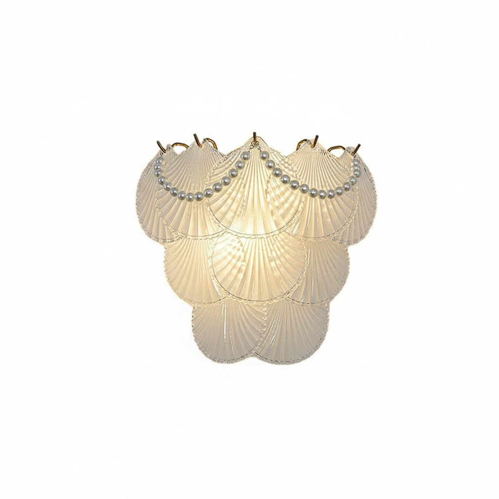 Glass Wall Sconce – French Leaf Feather Pearl Gold (E14 Dimming & 31x34cm) | Kalsten
