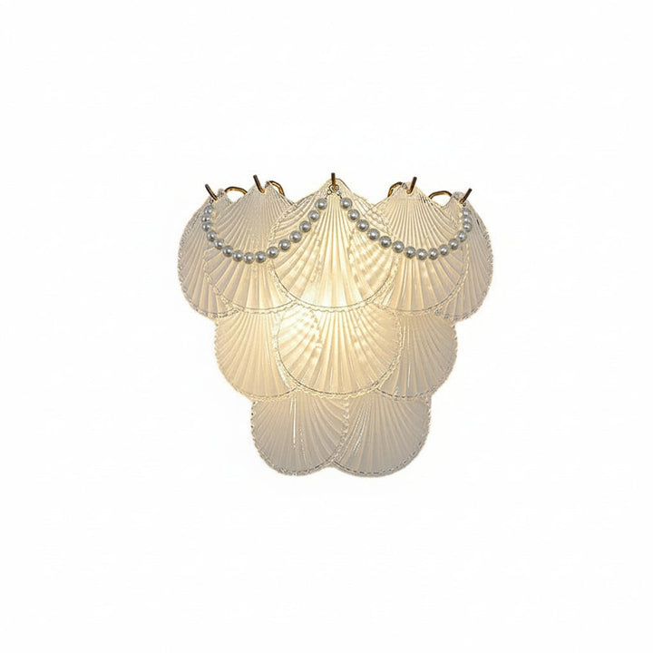Glass Wall Sconce – French Leaf Feather Pearl Gold (E14 Dimming & 31x34cm) | Kalsten