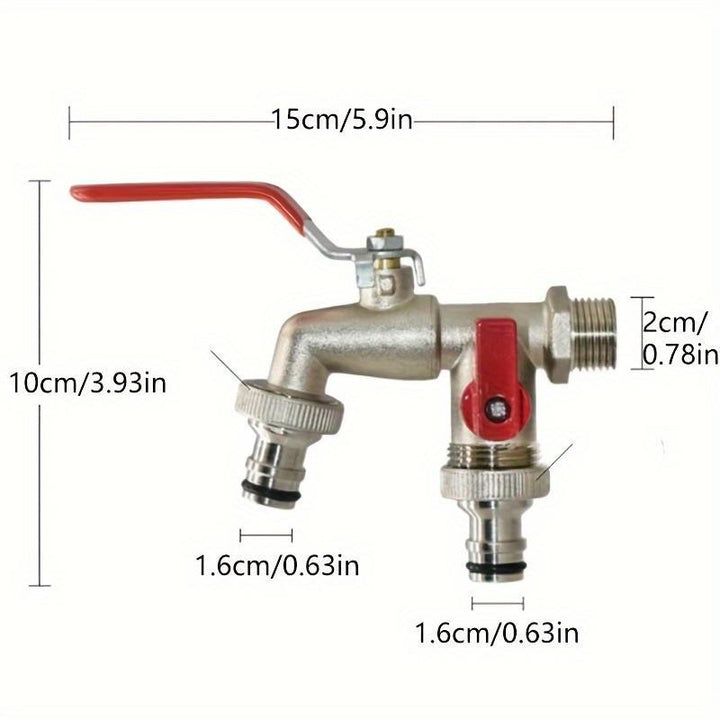 Kalsten | Dual-Outlet Stainless Garden Faucet – Rustproof 2-Way Tap with Quick Connect & Independent Valves