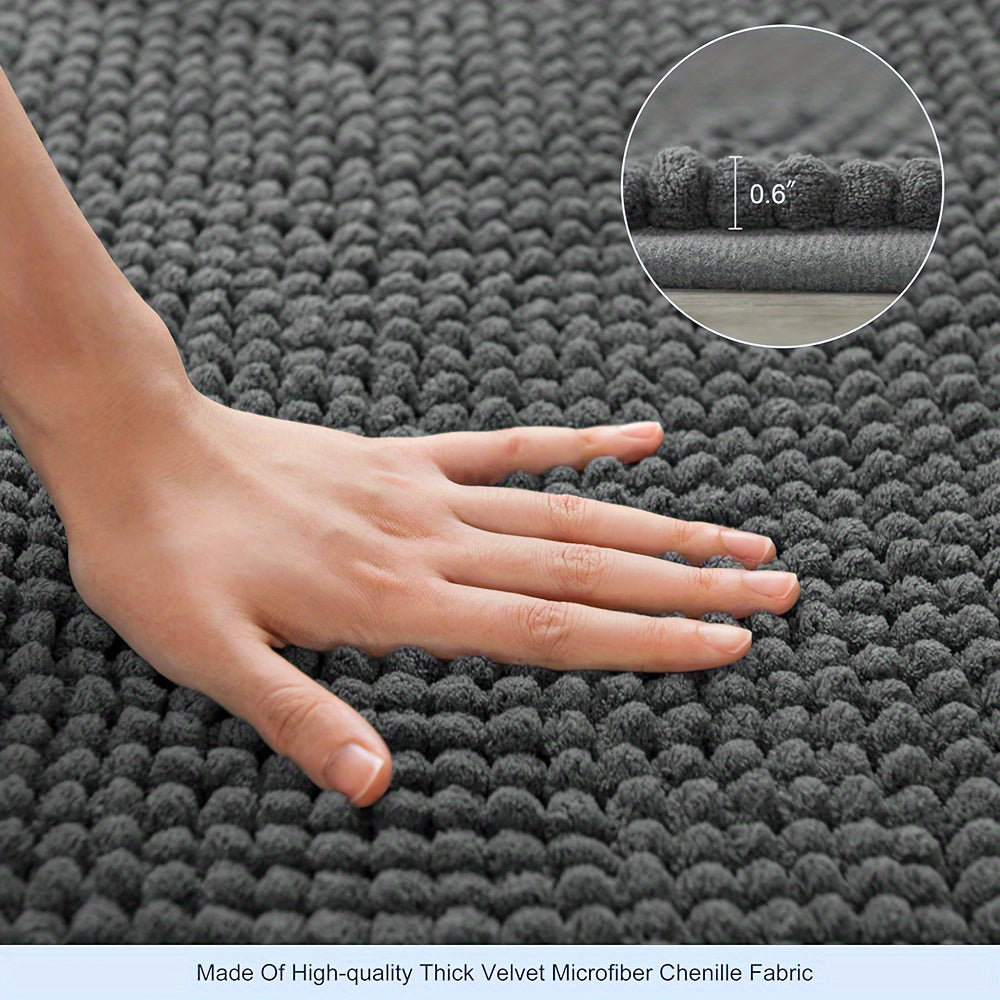 Round LuxeChen Bath Mat Ultra-Soft Chenille – Anti-Slip & Quick Dry | Kalsten