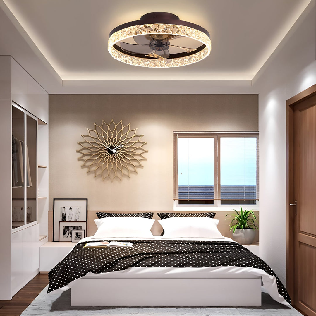 Ceiling Fan Light Iron 19.6 in Black Dimmable LED Living Room Bedroom Dining Room | Modern Circular Fan Lamp | Kalsten