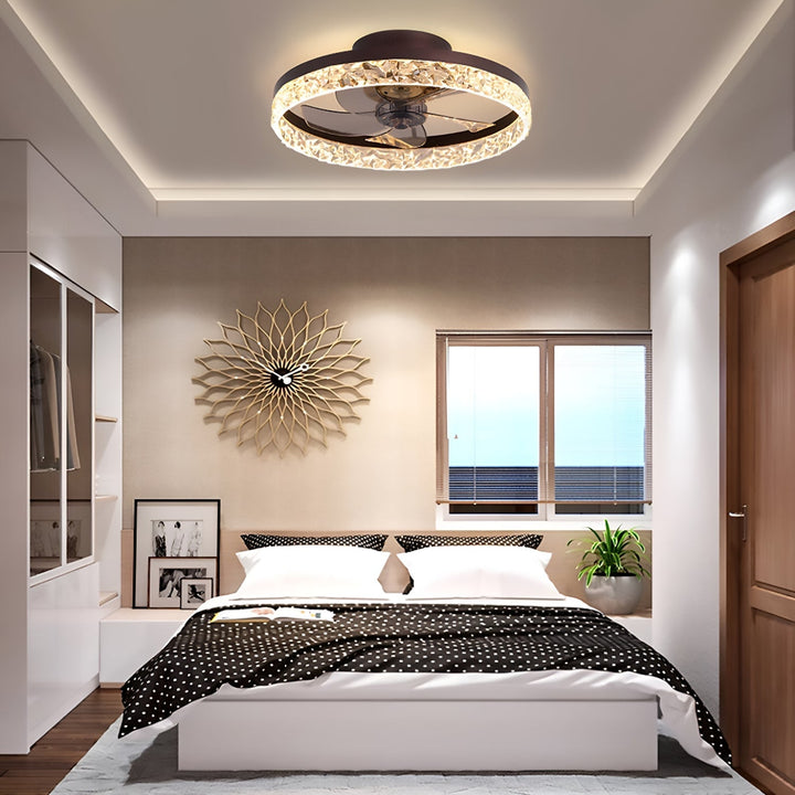 Ceiling Fan Light Iron 19.6 in Black Dimmable LED Living Room Bedroom Dining Room | Modern Circular Fan Lamp | Kalsten