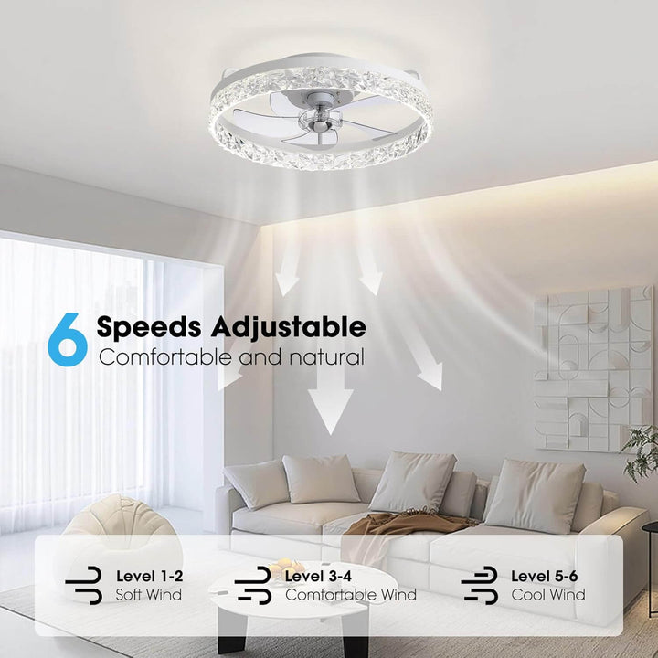 Ceiling Fan Light Iron 19.6 in Black Dimmable LED Living Room Bedroom Dining Room | Modern Circular Fan Lamp | Kalsten