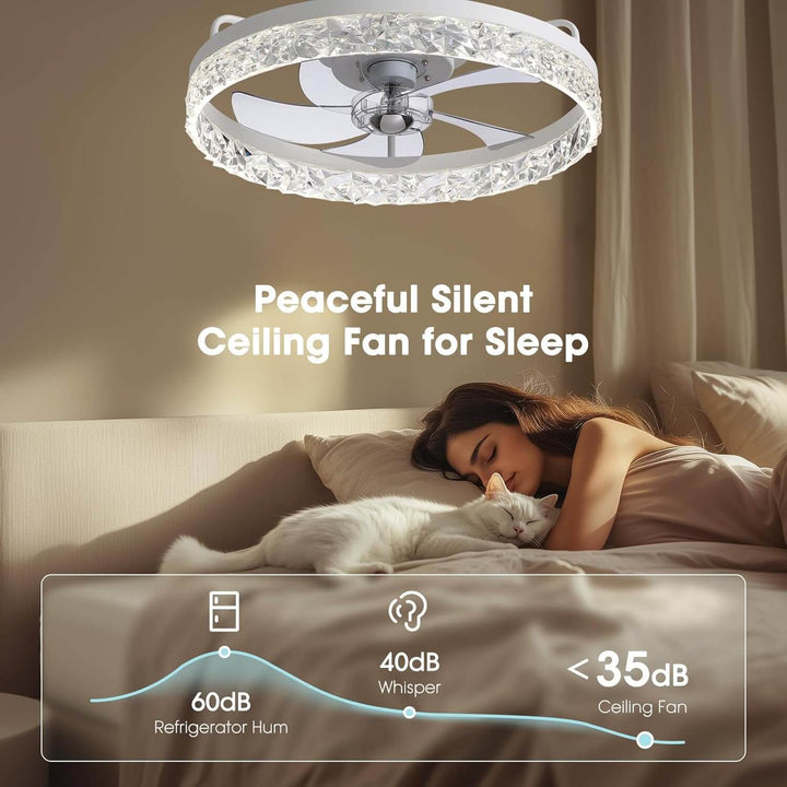Ceiling Fan Light Iron 19.6 in Black Dimmable LED Living Room Bedroom Dining Room | Modern Circular Fan Lamp | Kalsten