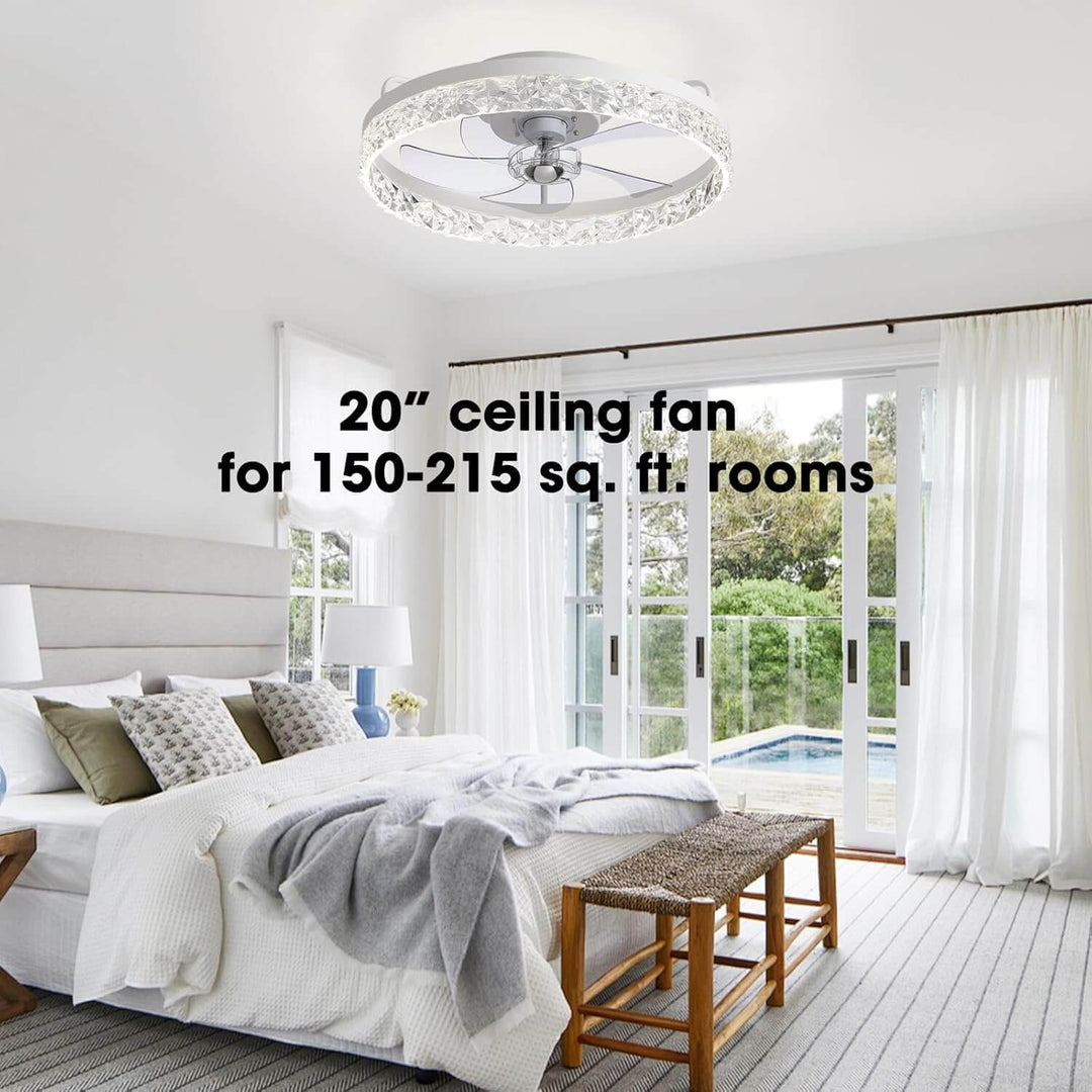 Ceiling Fan Light Iron 19.6 in Black Dimmable LED Living Room Bedroom Dining Room | Modern Circular Fan Lamp | Kalsten