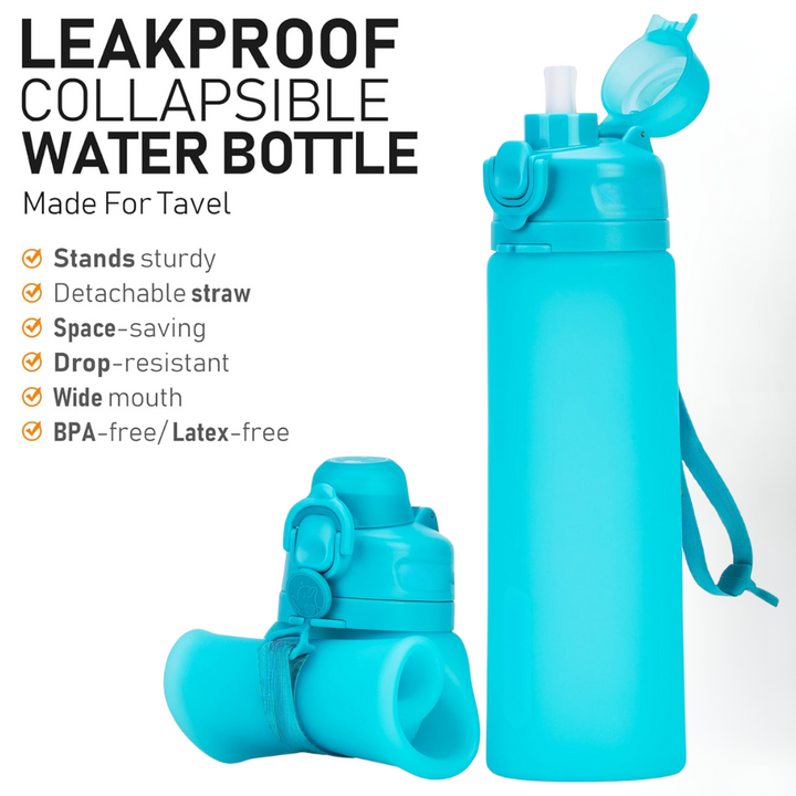 Kalsten | Collapsible 600 ml Silicone Water Bottle - Leakproof & BPA-free