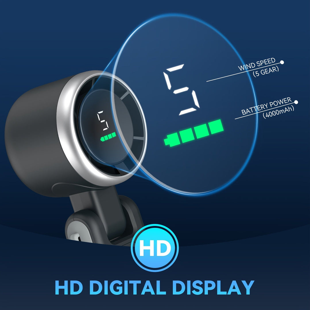 12 Hour Turbo Handheld Fan with LED Light - 5 Speed Battery Operated Cooling Fan, 3 in 1 Air Turbo Technology - Compact Design for Outdoor, Travel and Daily Use | Kalsten