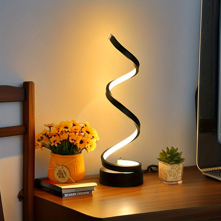 Modern Spiral Table Lamp – Creative LED Desk Lamp with Gentle Warm Light, Perfect for Bedroom, Living Room, and Study Decor | Kalsten