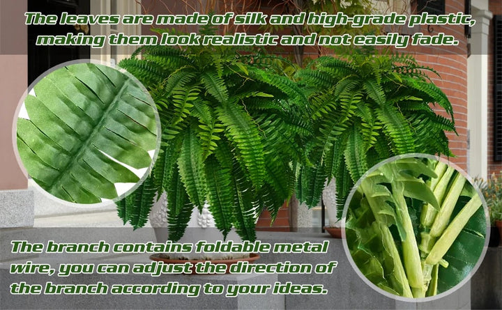 Kalsten | UV Resistant Artificial Boston Fern | Lifelike, Waterproof & Maintenance-Free for Outdoor Décor