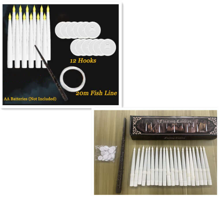 20 LED Floating Taper Candles With Candle Sticks and Magic Wand Remote Control for Home and Event Decoration | Kalsten