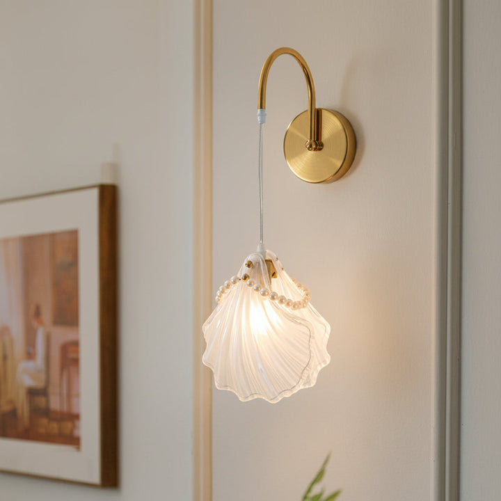 LED Wall Sconce Light – Nordic Glass Feather Leaf Art Deco (20x20cm / 7.9x7.9in) | Kalsten