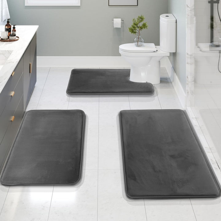 Kalsten | VelvaLuxe 3-piece Memoryfoam Bath Mat Set – Non-slip, Absorbent and Washable