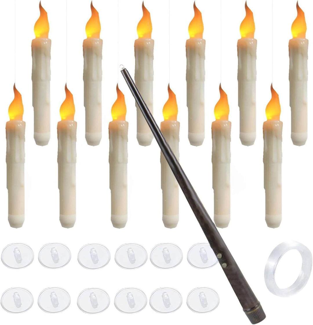 20 LED Floating Taper Candles With Candle Sticks and Magic Wand Remote Control for Home and Event Decoration | Kalsten