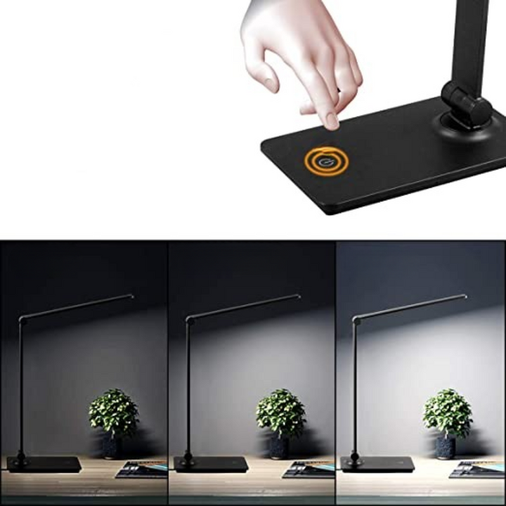 LED desk lamp, touch control desk lamp with 3 brightness levels, dimmable office lamp with adjustable arm, foldable table lamp for desk bedroom nightstand office | Kalsten