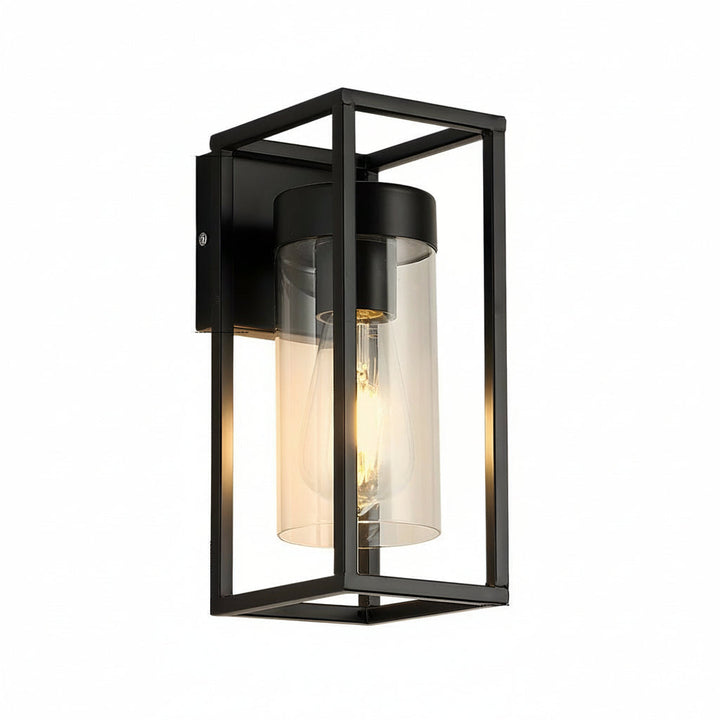 LED Wall Sconce Light – Industrial Retro Black Iron Clear Glass (27x12cm / 10.6x4.7in | Kalsten