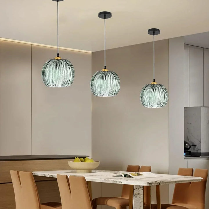 Pendant Light Glass 12 in Boho Tropical Palm Leaf Living Room Kitchen Bedroom Hanging Lamp | Kalsten