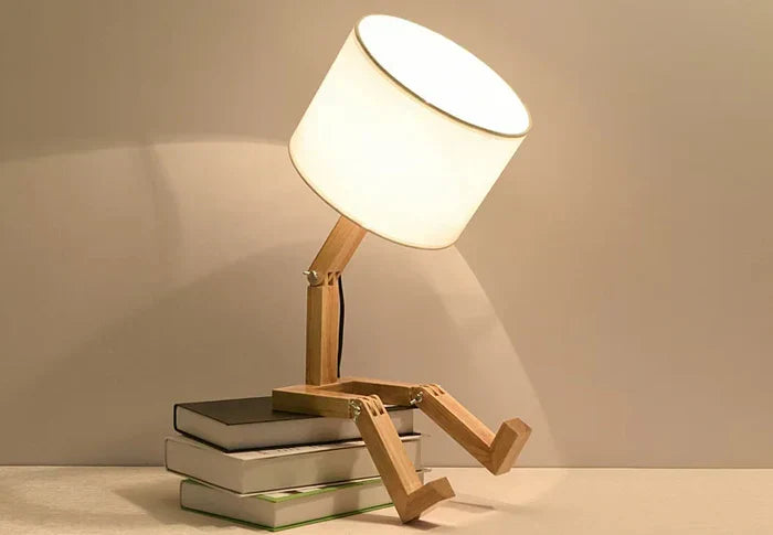 Elegant Wooden Table Lamp with Book Compartment Kalsten