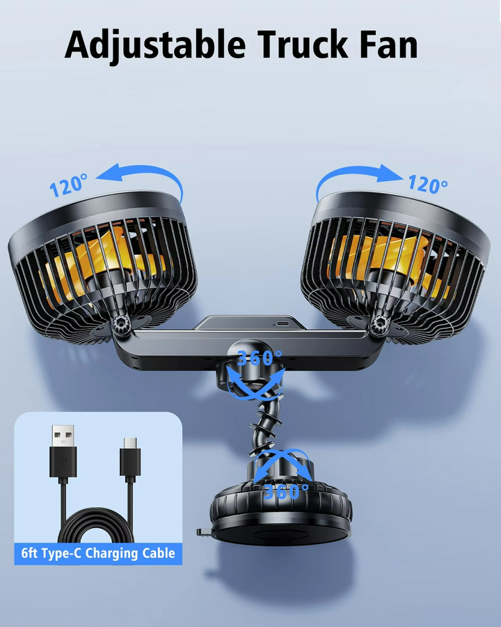 Kalsten | AeroBreeze Car Fan | Wireless fan with 4000 mAh battery and 3 fan speeds