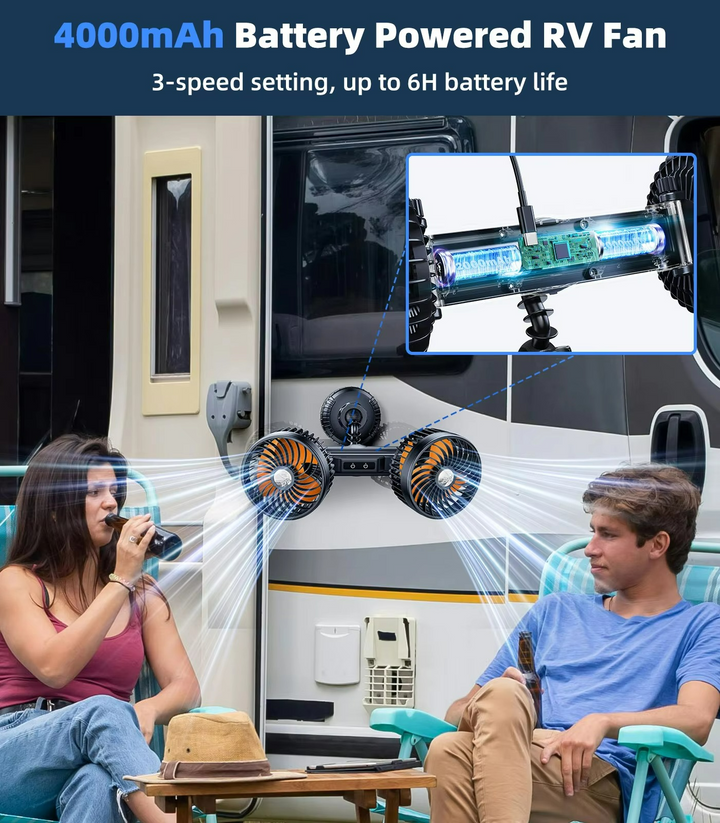 Kalsten | AeroBreeze Car Fan | Wireless fan with 4000 mAh battery and 3 fan speeds