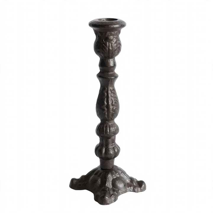 Cast Iron Candle Holder, Geometric Design