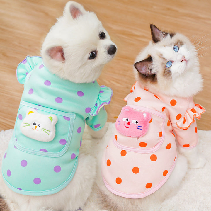 Dog clothing, fleece, autumn/winter, polka dot design