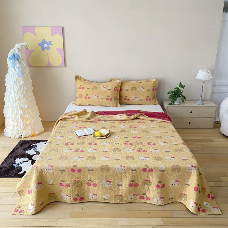 Cotton bedspread 3-piece, gauze fabric